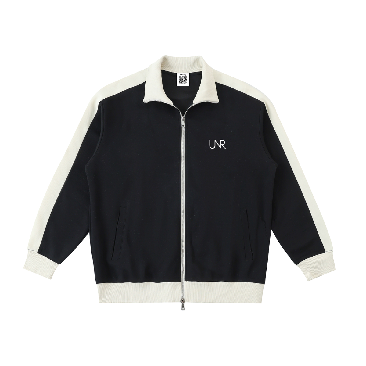 Black UNR Heir with ivory contrast trim and chest logo, front view