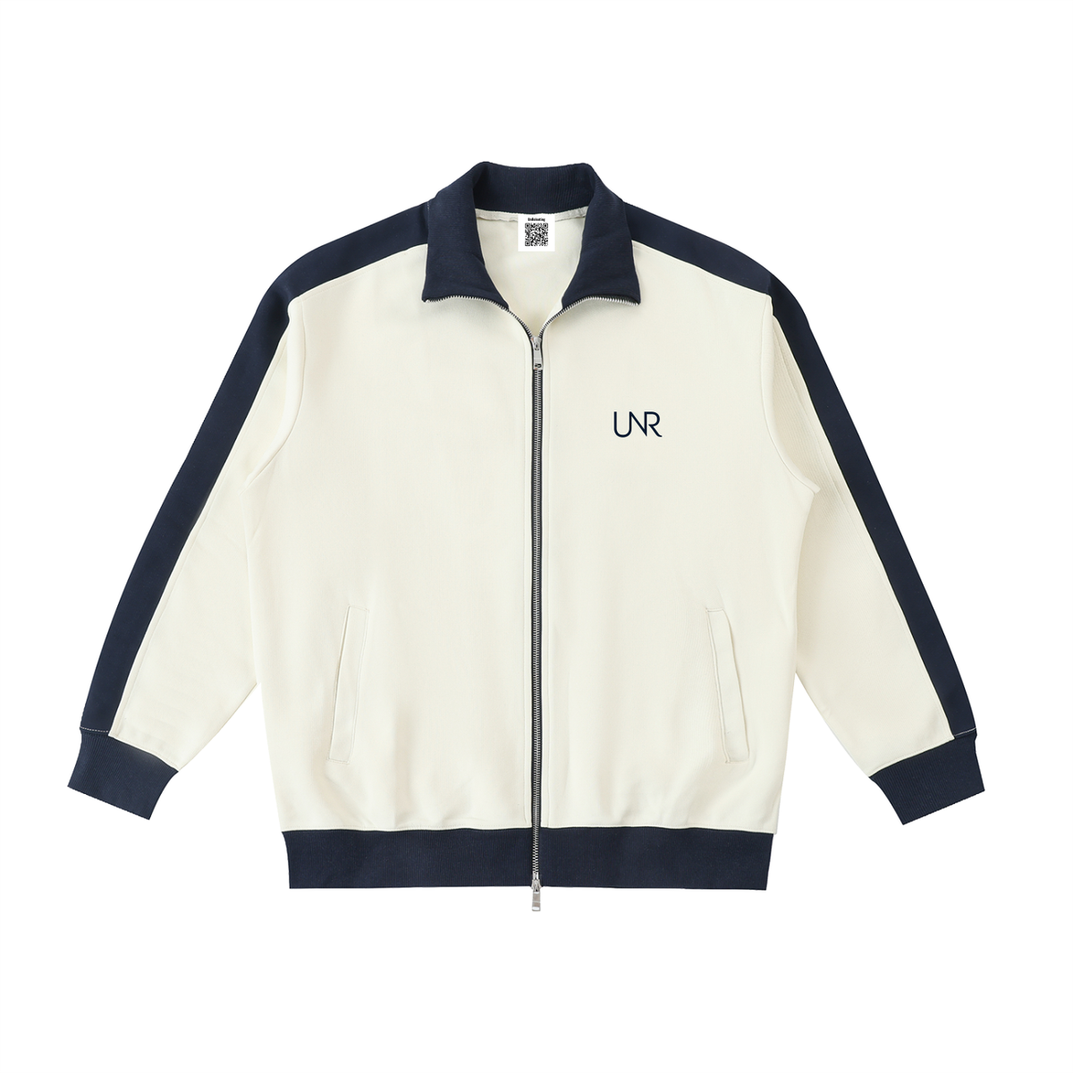 Ivory UNR Heir with navy contrast trim and chest logo, front view