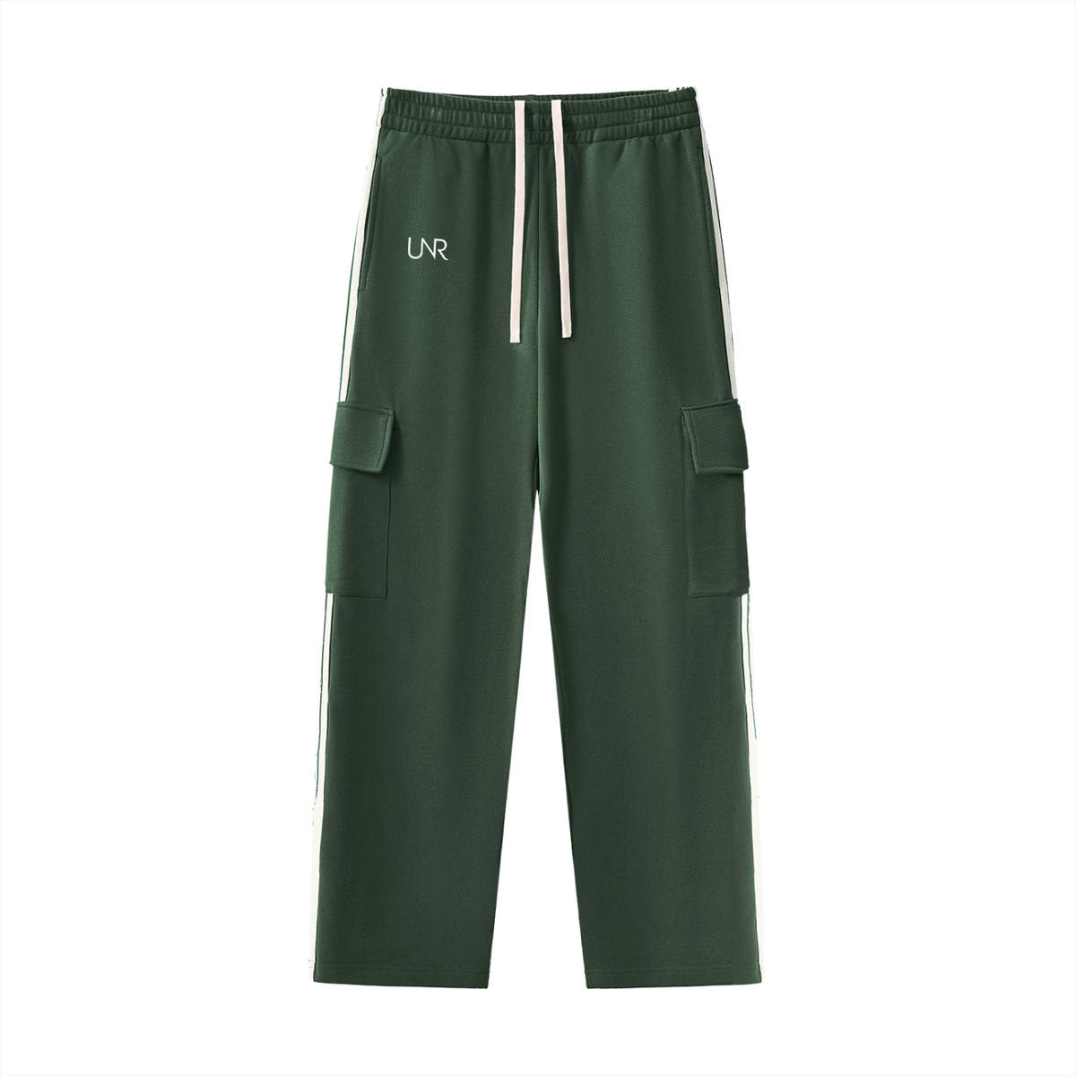 Forest UNR Motion Set cargo pants with utility pockets and contrast side stripes, front view